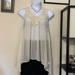 Torrid Crochet Print Chiffon Hi Lo Tank Top